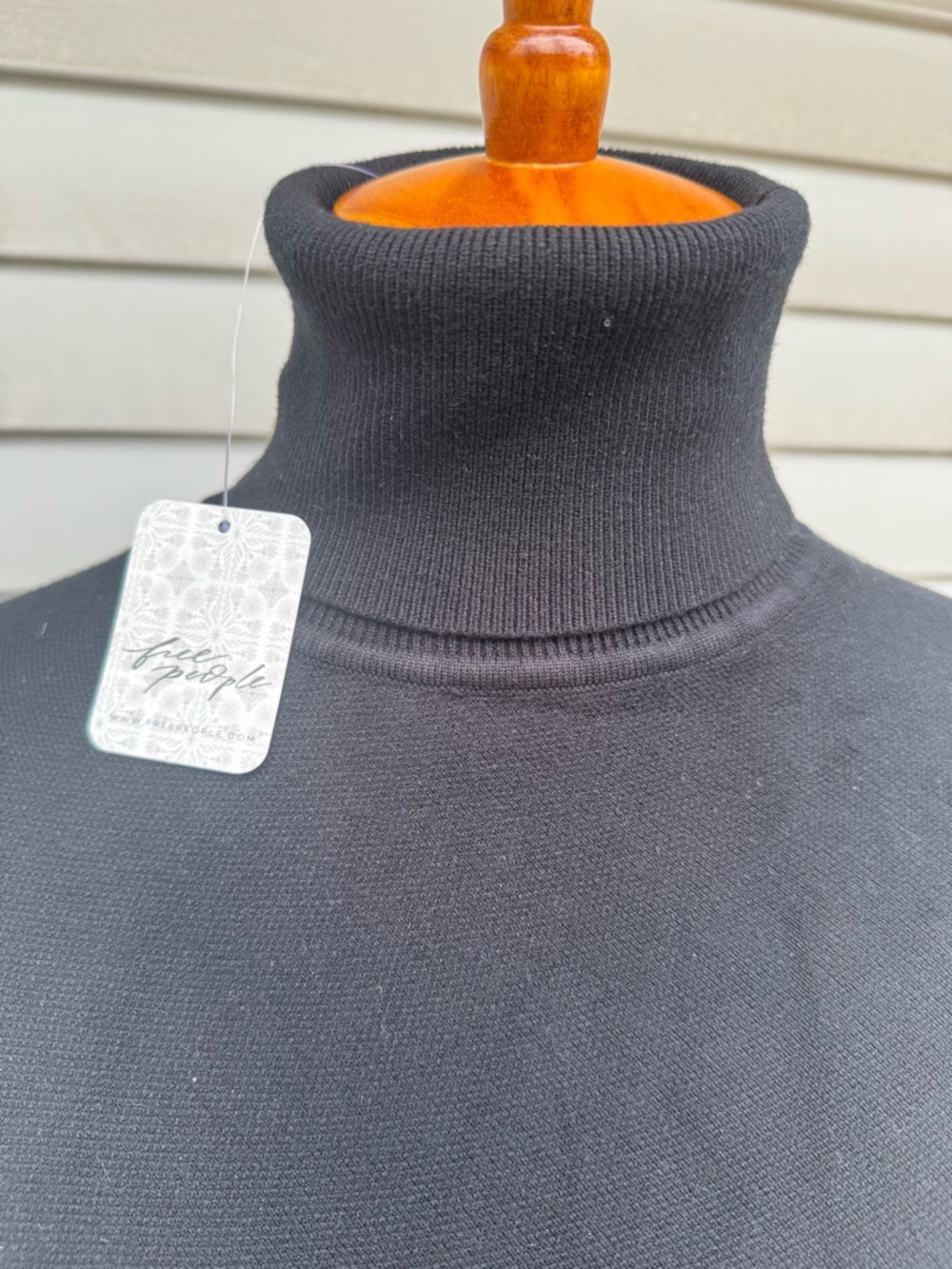 Free People Understated Leather Poncho sweater fringe turtleneck NWT